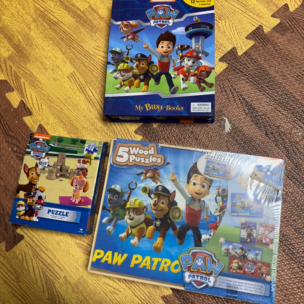 Paw Patrol My Busy Books & Puzzle Set - Blue and Brown